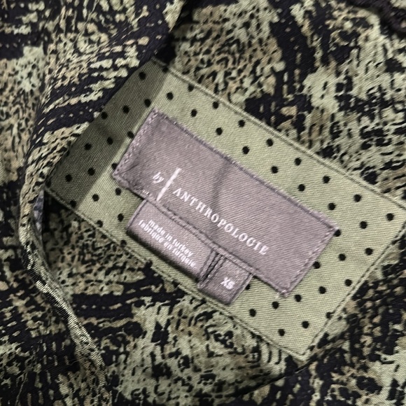 By Anthropologie Rachel Sleeveless Snake Print V-Neck Green Pocket Tunic Dress - Picture 4 of 5